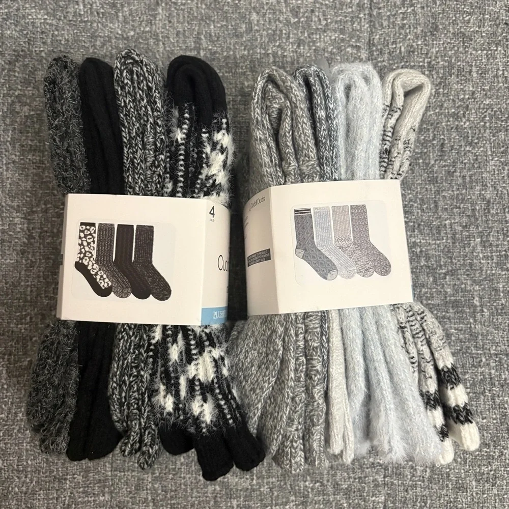 Cuddl Duds Women's Crew Socks - Black and White Patterns